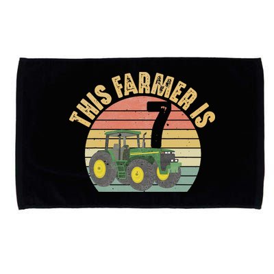 Tractor 7th Birthday 7 Year Old Farmer Farm Theme Bday Party Microfiber Hand Towel