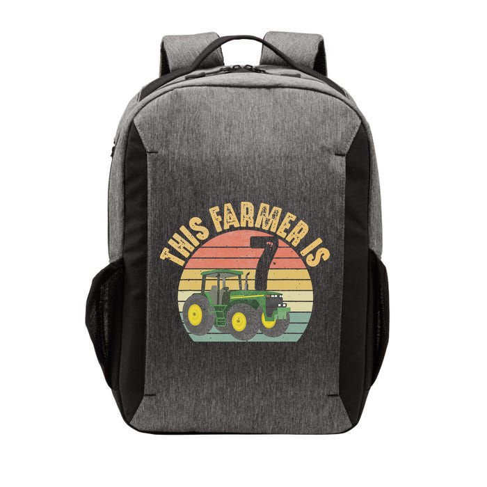 Tractor 7th Birthday 7 Year Old Farmer Farm Theme Bday Party Vector Backpack