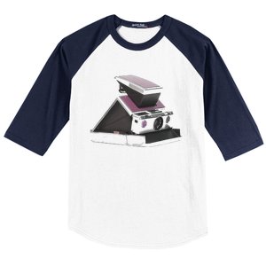 Trendy 70s Polaroid Camera Baseball Sleeve Shirt