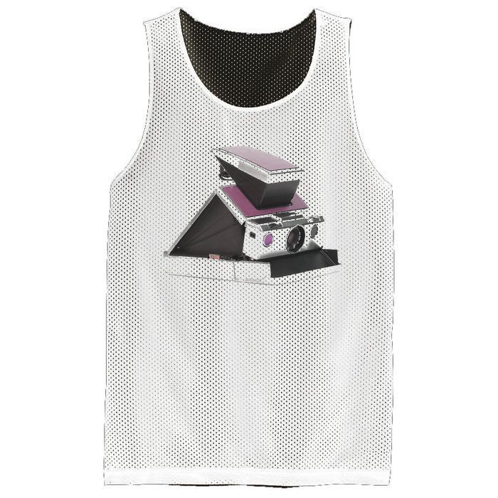 Trendy 70s Polaroid Camera Mesh Reversible Basketball Jersey Tank