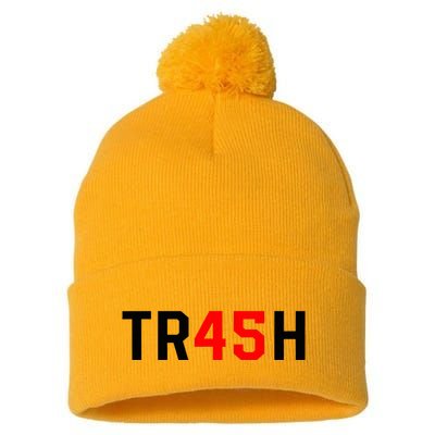 Trash 86 45 Anti Trump 8645 Biden Harris 2024 Pom Pom 12in Knit Beanie