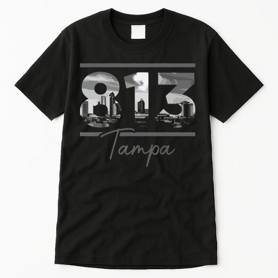 Tampa 813 Area Code Skyline Florida Vintage Tall T-Shirt