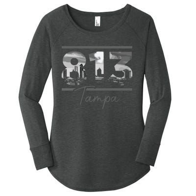 Tampa 813 Area Code Skyline Florida Vintage Women's Perfect Tri Tunic Long Sleeve Shirt