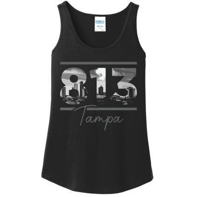 Tampa 813 Area Code Skyline Florida Vintage Ladies Essential Tank