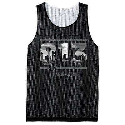 Tampa 813 Area Code Skyline Florida Vintage Mesh Reversible Basketball Jersey Tank