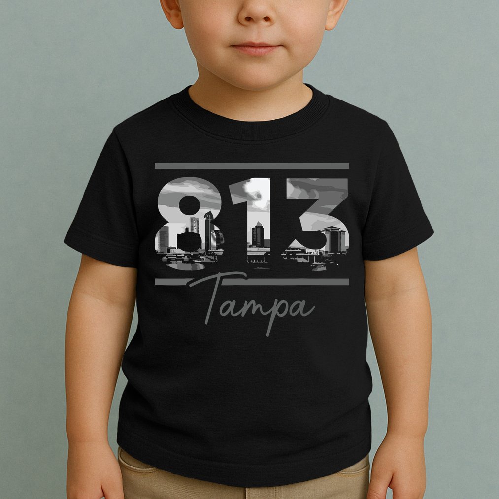 Tampa 813 Area Code Skyline Florida Vintage Toddler T-Shirt