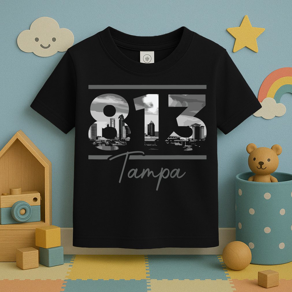 Tampa 813 Area Code Skyline Florida Vintage Toddler T-Shirt