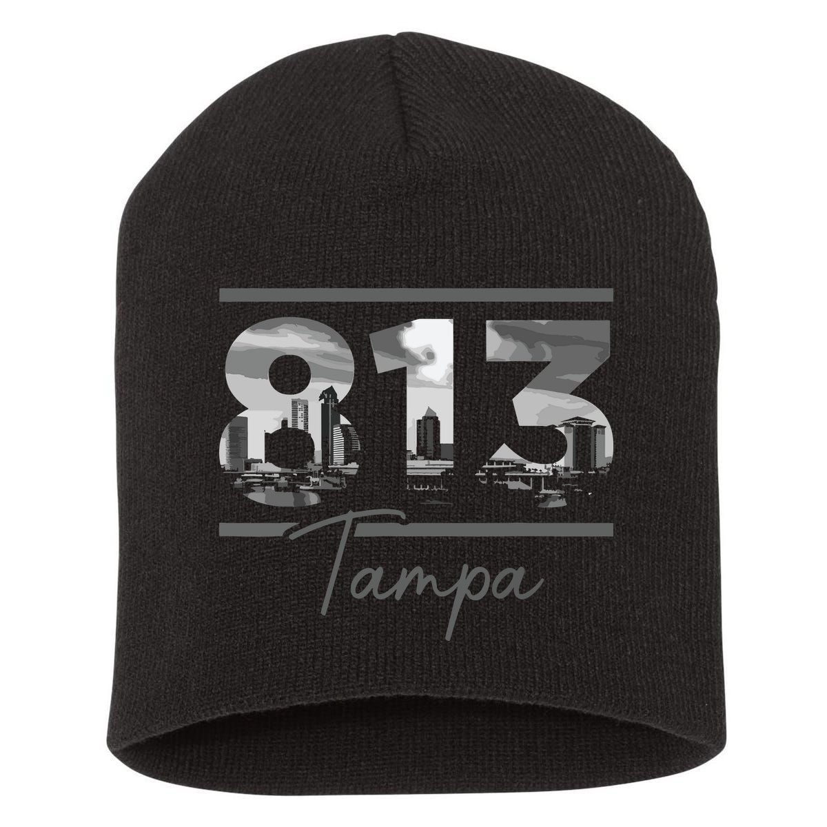 Tampa 813 Area Code Skyline Florida Vintage Short Acrylic Beanie