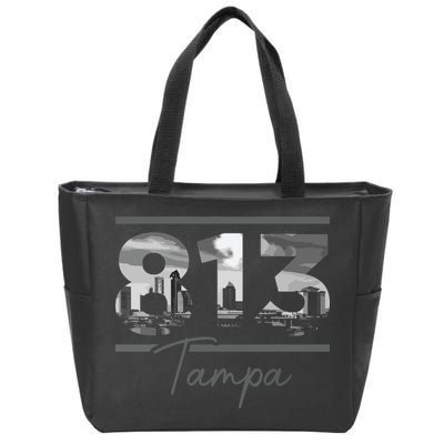 Tampa 813 Area Code Skyline Florida Vintage Zip Tote Bag