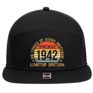 Turning 80 Birthday Decorations 80th Bday 1942 Birthday Gift 7 Panel Mesh Trucker Snapback Hat