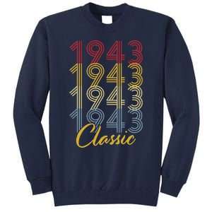 Turning 80 Birthday Decorations 80th BDay 1943 Birthday Tall Sweatshirt