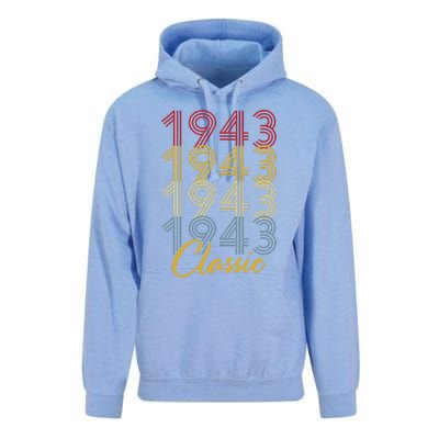 Turning 80 Birthday Decorations 80th BDay 1943 Birthday Unisex Surf Hoodie