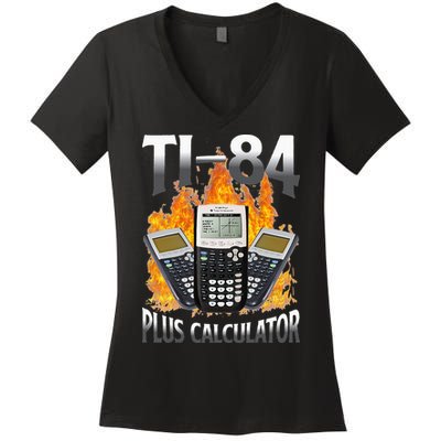 Ti 84 Plus Calculator Funny Math Teacher Women's V-Neck T-Shirt