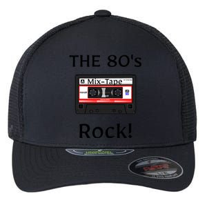 The 80's Rock ! Cassette Tape Black Print Flexfit Unipanel Trucker Cap