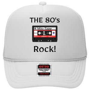 The 80's Rock ! Cassette Tape Black Print High Crown Mesh Back Trucker Hat