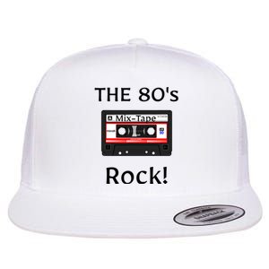 The 80's Rock ! Cassette Tape Black Print Flat Bill Trucker Hat