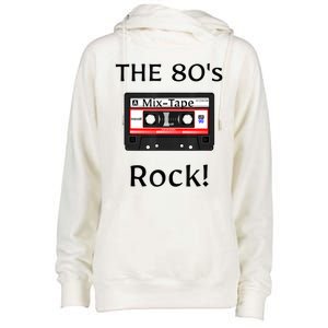 The 80's Rock ! Cassette Tape Black Print Gift Womens Funnel Neck Pullover Hood