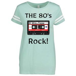 The 80's Rock ! Cassette Tape Black Print Gift Enza Ladies Jersey Football T-Shirt