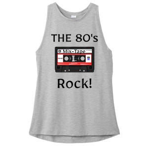 The 80's Rock ! Cassette Tape Black Print Gift Ladies PosiCharge Tri-Blend Wicking Tank