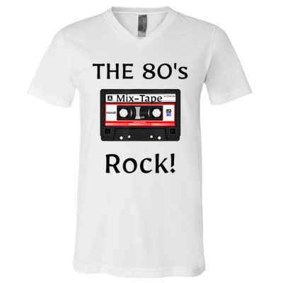 The 80's Rock ! Cassette Tape Black Print Gift V-Neck T-Shirt