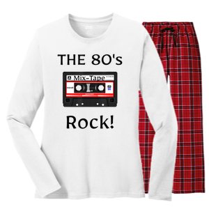 The 80's Rock ! Cassette Tape Black Print Gift Women's Long Sleeve Flannel Pajama Set 