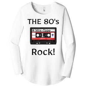 The 80's Rock ! Cassette Tape Black Print Gift Women's Perfect Tri Tunic Long Sleeve Shirt