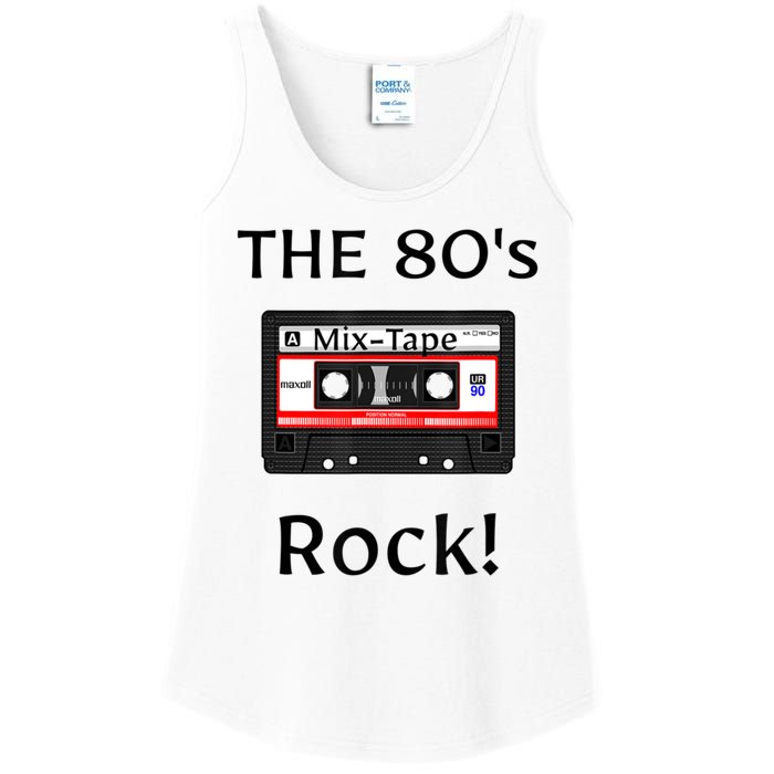 The 80's Rock ! Cassette Tape Black Print Gift Ladies Essential Tank