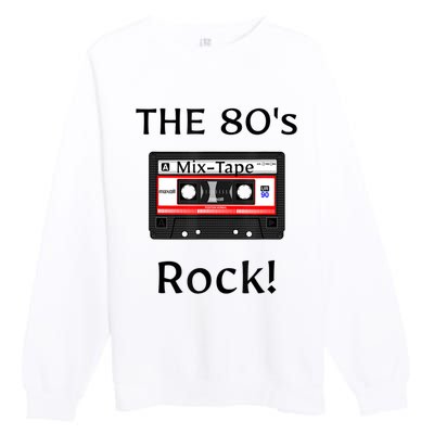 The 80's Rock ! Cassette Tape Black Print Gift Premium Crewneck Sweatshirt