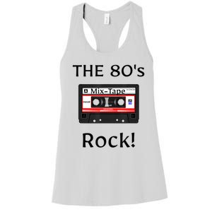 The 80's Rock ! Cassette Tape Black Print Gift Women's Racerback Tank