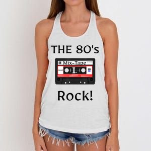 The 80's Rock ! Cassette Tape Black Print Gift Women's Knotted Racerback Tank