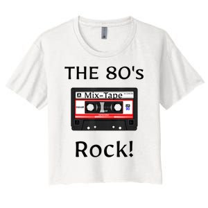 The 80's Rock ! Cassette Tape Black Print Gift Women's Crop Top Tee