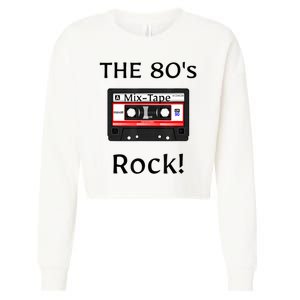 The 80's Rock ! Cassette Tape Black Print Gift Cropped Pullover Crew