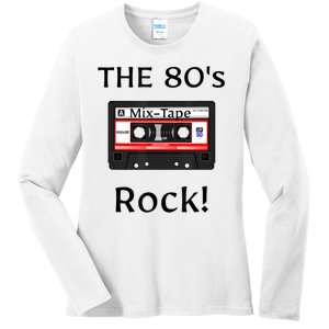 The 80's Rock ! Cassette Tape Black Print Gift Ladies Long Sleeve Shirt