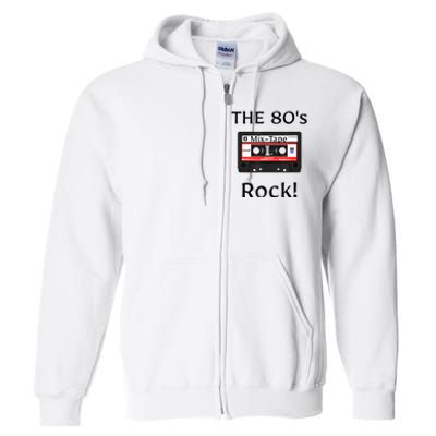 The 80's Rock ! Cassette Tape Black Print Gift Full Zip Hoodie