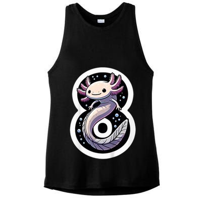Turning 8 Years Old Axolotl Birthday Party 8th Boy Bday Girl Ladies PosiCharge Tri-Blend Wicking Tank