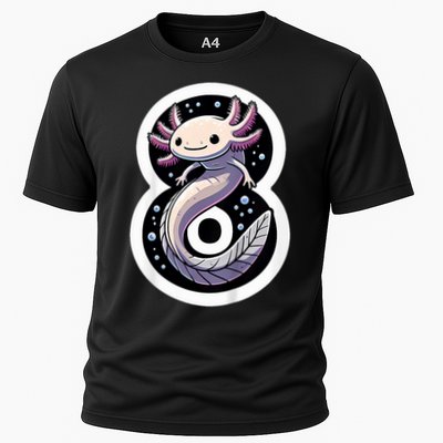 Turning 8 Years Old Axolotl Birthday Party 8th Boy Bday Girl Cooling Performance Crew T-Shirt