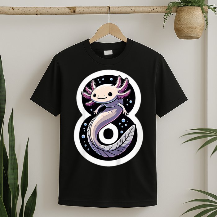 Turning 8 Years Old Axolotl Birthday Party 8th Boy Bday Girl T-Shirt