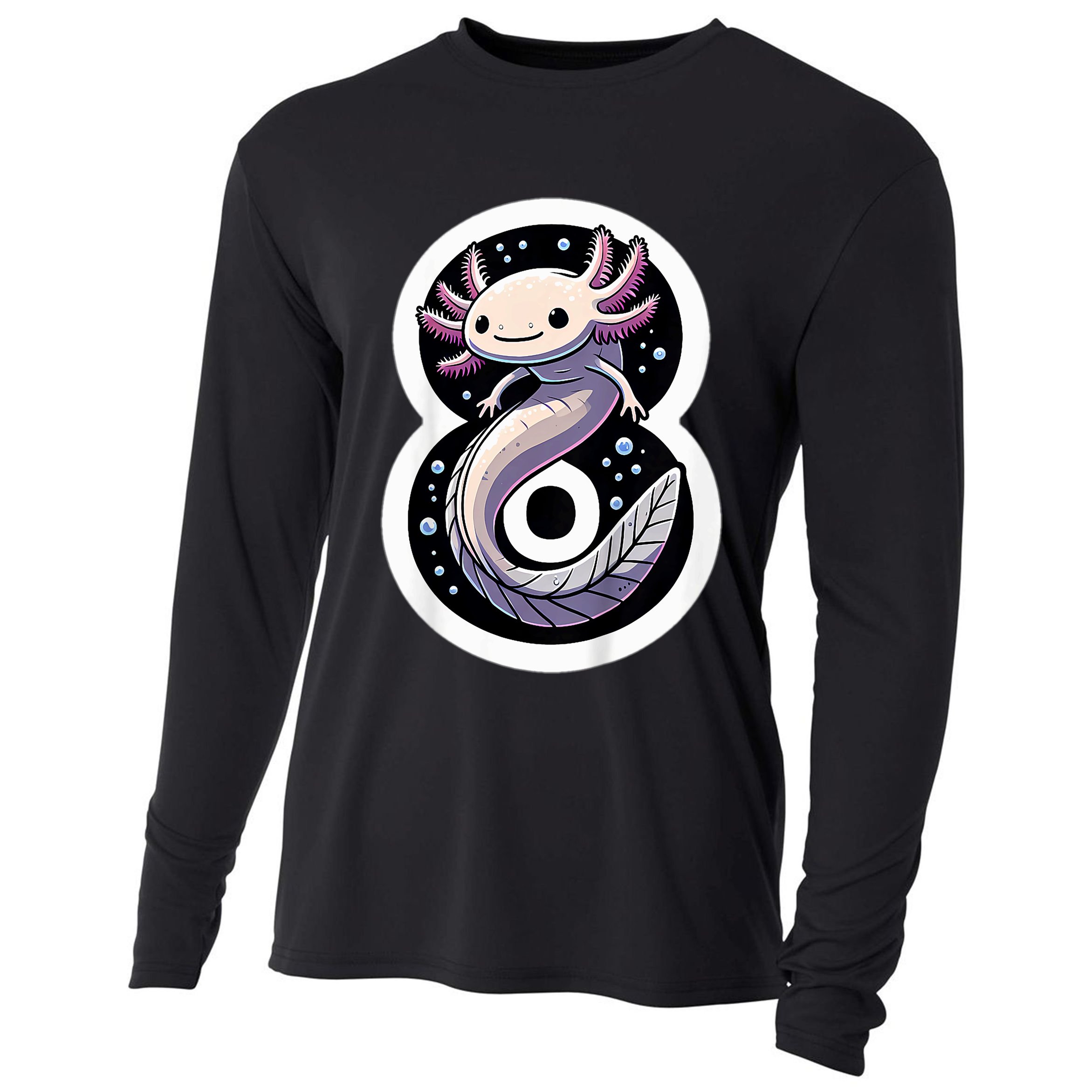 Turning 8 Years Old Axolotl Birthday Party 8th Boy Bday Girl Cooling Performance Long Sleeve Crew