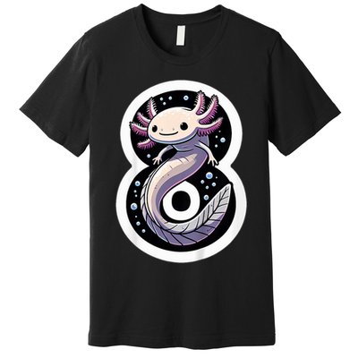 Turning 8 Years Old Axolotl Birthday Party 8th Boy Bday Girl Premium T-Shirt