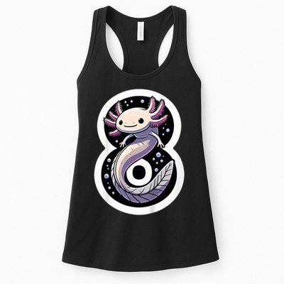 Turning 8 Years Old Axolotl Birthday Party 8th Boy Bday Girl Womens Tank Top