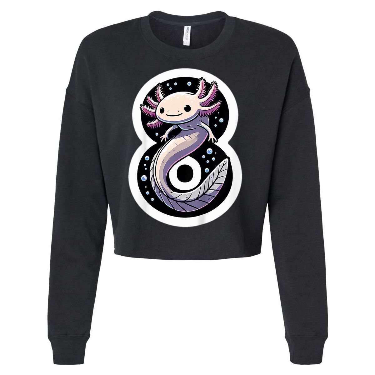 Turning 8 Years Old Axolotl Birthday Party 8th Boy Bday Girl Cropped Pullover Crew