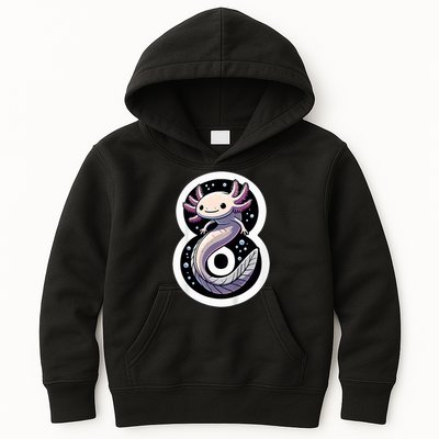 Turning 8 Years Old Axolotl Birthday Party 8th Boy Bday Girl Kids Hoodie