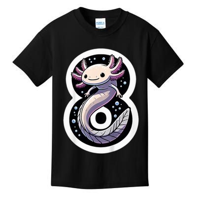 Turning 8 Years Old Axolotl Birthday Party 8th Boy Bday Girl Kids T-Shirt