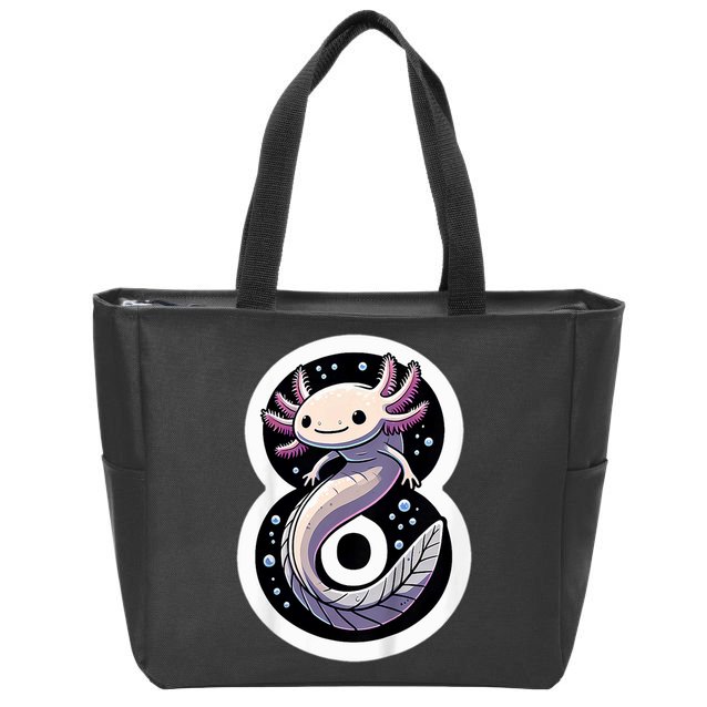 Turning 8 Years Old Axolotl Birthday Party 8th Boy Bday Girl Zip Tote Bag