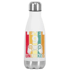 Ten 9yr 9 Birthday Son Funny Gamer 9th Years Old Stainless Steel Insulated Water Bottle