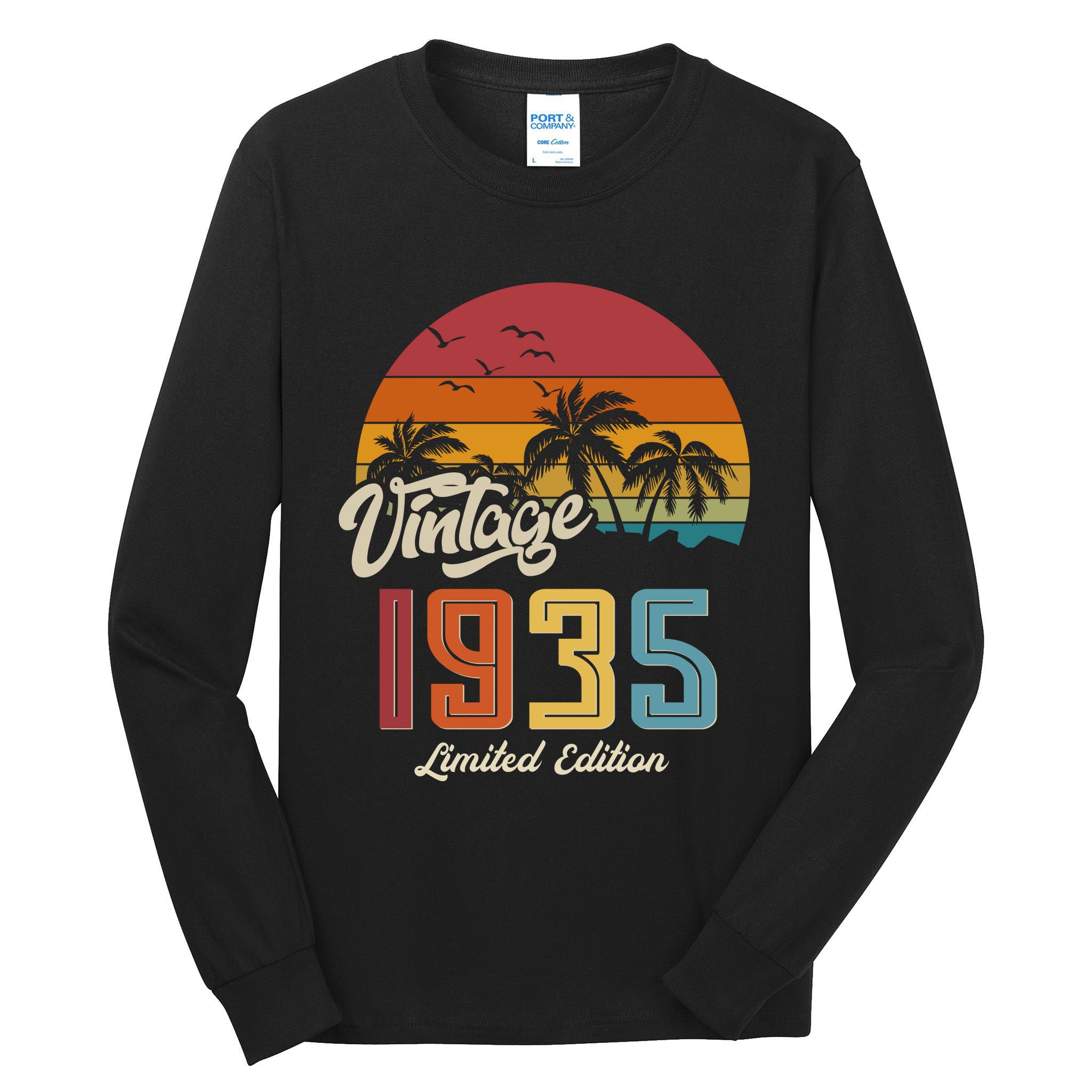 Tropical 90th Birthday Vintage 1935 Limited Edition Tall Long Sleeve T-Shirt