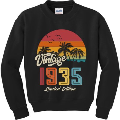 Tropical 90th Birthday Vintage 1935 Limited Edition Kids Sweatshirt