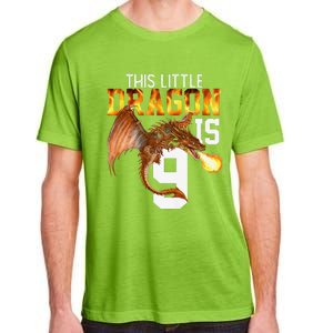 Turning 9 Year Old Birthday Gift Dragon 9th Bday Premium Adult ChromaSoft Performance T-Shirt