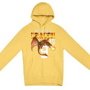 Turning 9 Year Old Birthday Gift Dragon 9th Bday Premium Premium Pullover Hoodie