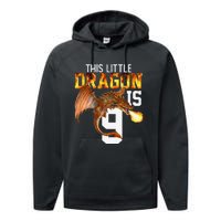 Turning 9 Year Old Birthday Gift Dragon 9th Bday Premium Performance Fleece Hoodie